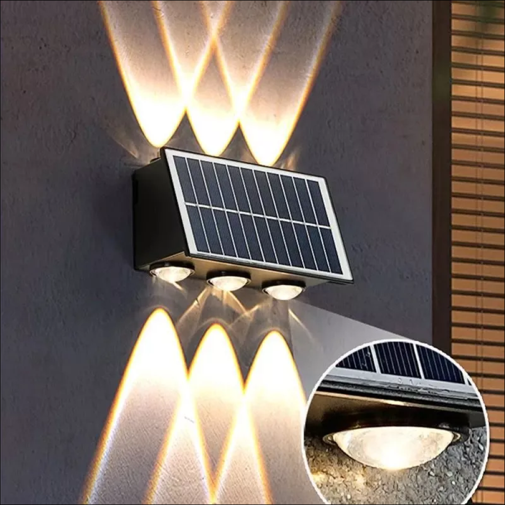 Aplique foco Solar para pared 6 LED